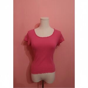 Ambiance Fuchsia Ribbed Short Sleeve Top